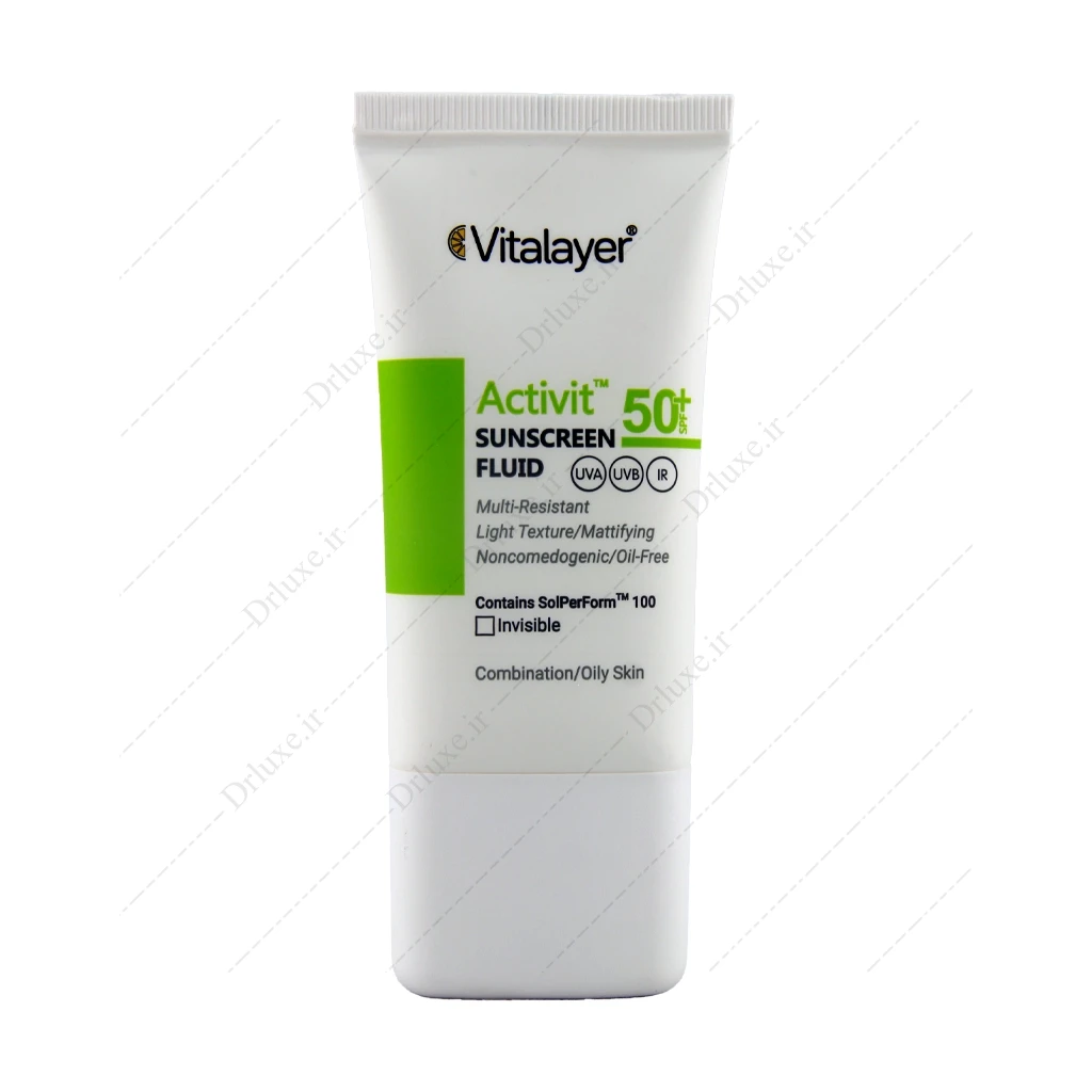 فلوئید ضد آفتاب SPF50 بی رنگ اکتی ویت ویتالیر پوست چرب 50 میل